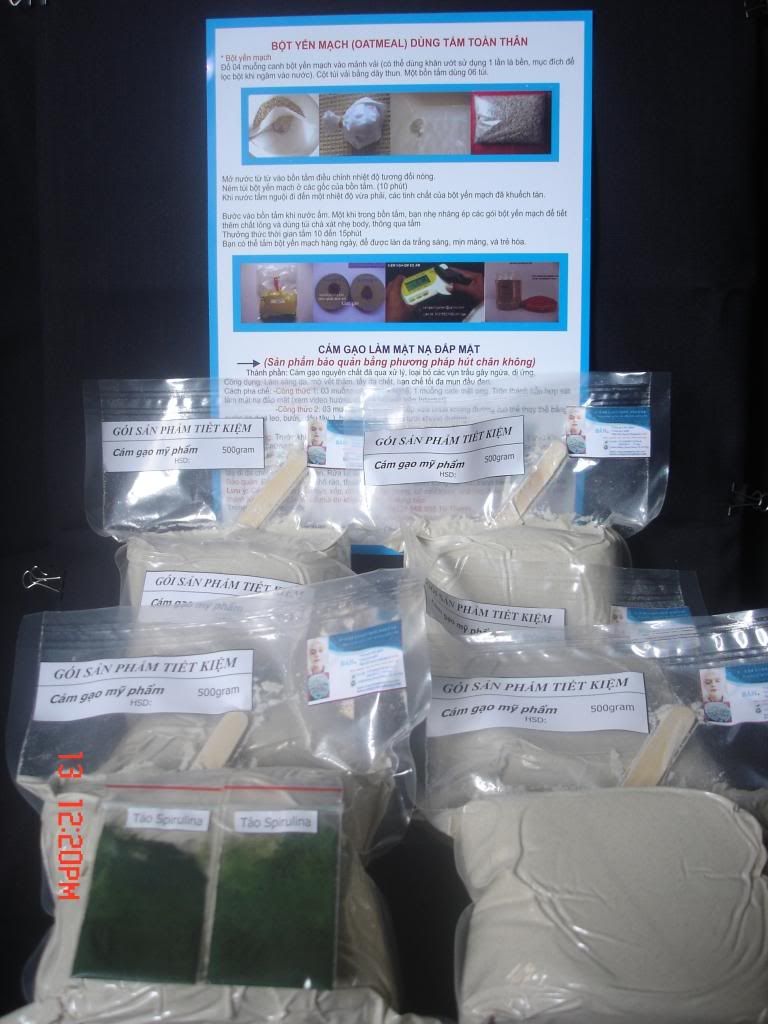 Mặt nạ cám gạo, bột yến mạch, tảo Spirulina sản phẩm tự nhiên (25k/hộp/sd 30 ngày)