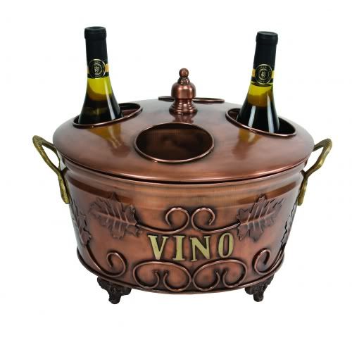 VINO TUSCAN Copper WINE BOTTLE HOLDER Cooler BUCKET 4 BOTTLE CHILLER