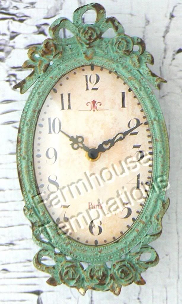 AQUA WALL CLOCK Paris SHABBY French COTTAGE Hanging CHIC Decor