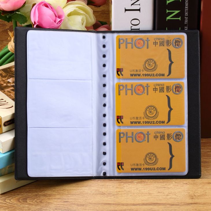 Leather 120 Cards Business Name ID Credit Card Holder Book Case Keeper