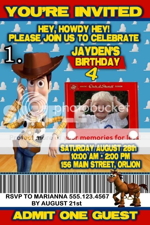 Toy Story Custom Birthday Invitation Woody Photo