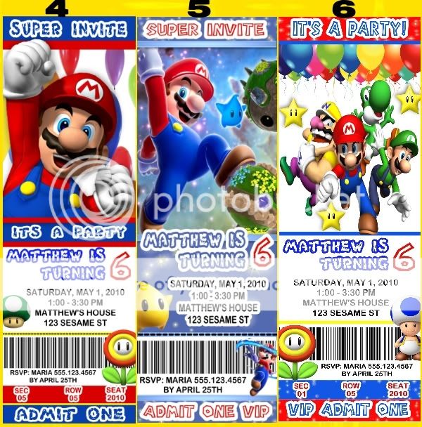 SUPER MARIO BROS. Mario Kart Personalized Invitations  